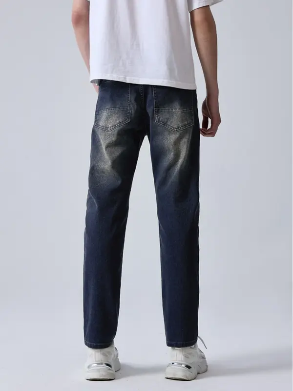 Quần Jean Nam Lưng Gài Ống Đứng Thương Hiệu Y2010 Vải Cotton Mặc Bền Trơn Dáng Vừa No Style M100 23537 |YaMe| 3