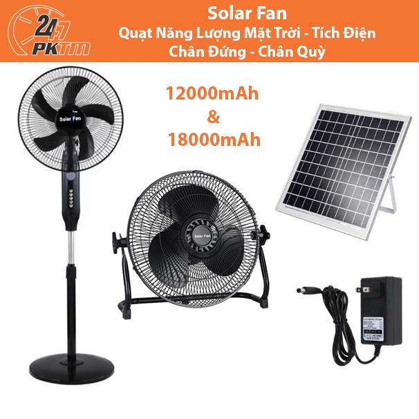 Quạt Năng Lượng Mặt Trời Kết Hợp Sạc Tích Điện PIN 12000mAh - 18000mAh Chân Quỳ Chân Đứng 3 Cấp Độ | Phụ Kiện Thông Minh 247 VN QuạT Fan QuạT Fan