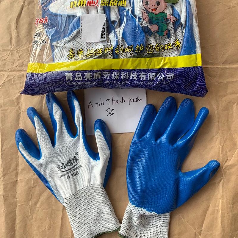 Bịch 12 đôi găng tay 388 phủ sơn Xanh sử dụng êm ái để làm việc lao động (shop anh thanh nien)