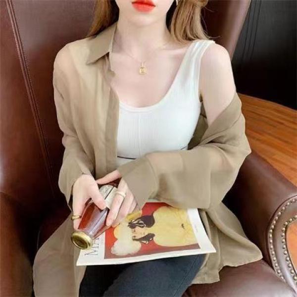 Áo Sơ Mi Chống Nắng, Áo Choàng Mỏng Nữ, Váy Hai Dây Mùa Hè, Áo Mặc Bên Ngoài, Áo Voan, Áo Cardigan Cổ Tích Trong Suốt, Xếp Lớp, Tỷ Lệ Đánh Giá Xuất Sắc Lên Đến 99%, Cùng Phong Cách 8