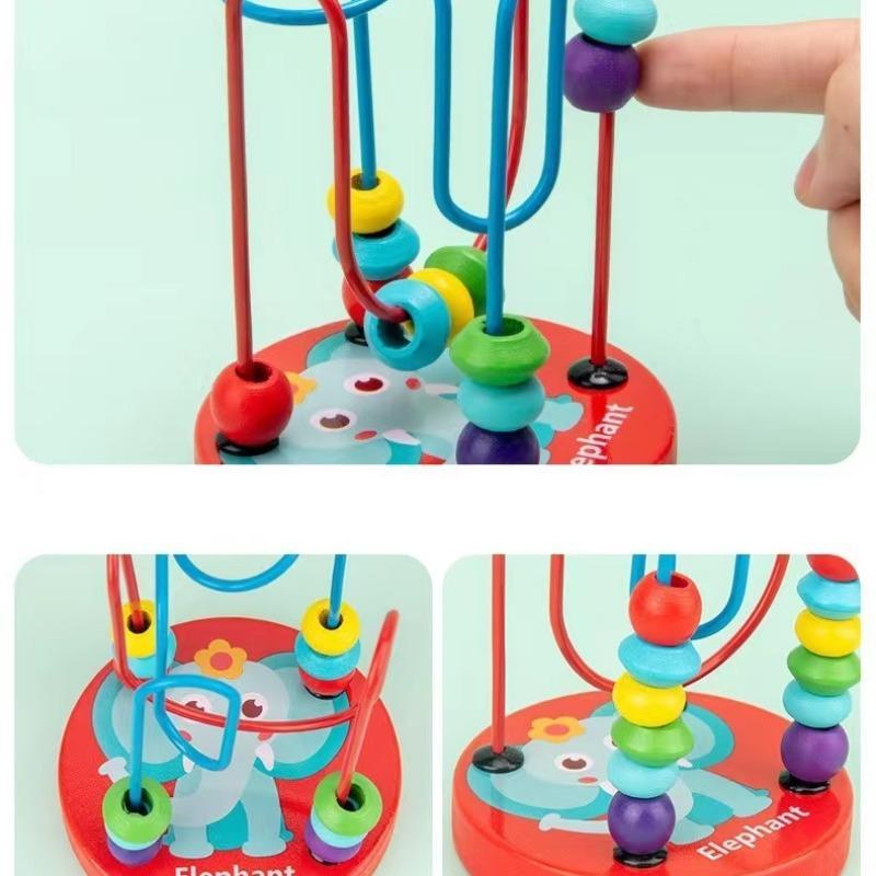 Mini Colorful Educational Game, Baby Wooden Toy, Wire Maze Around Beads Math Toy, Kids Developmental Learning Game Blocks 1