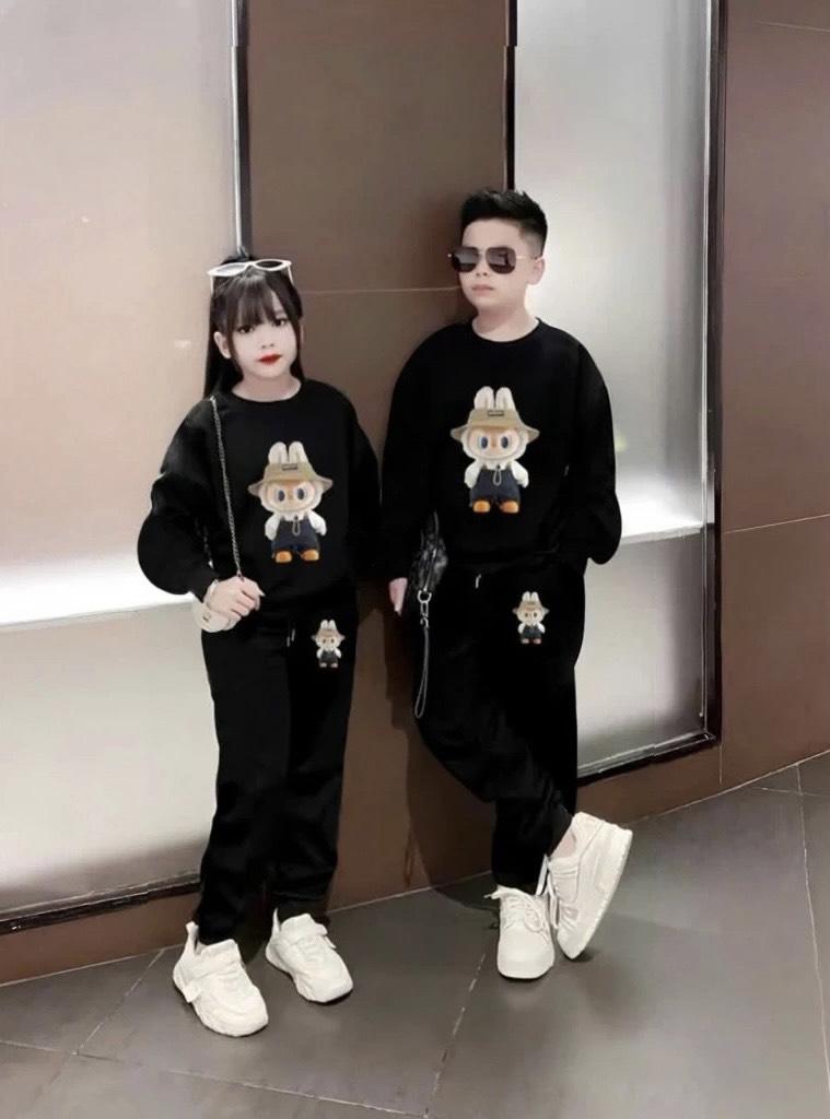 Product Introduction of Set bộ quần áo thu đông bé trai và bé gái mẫu labubu sz 14-45kg chất liệu DA CÁ  mền mại .L.N 9