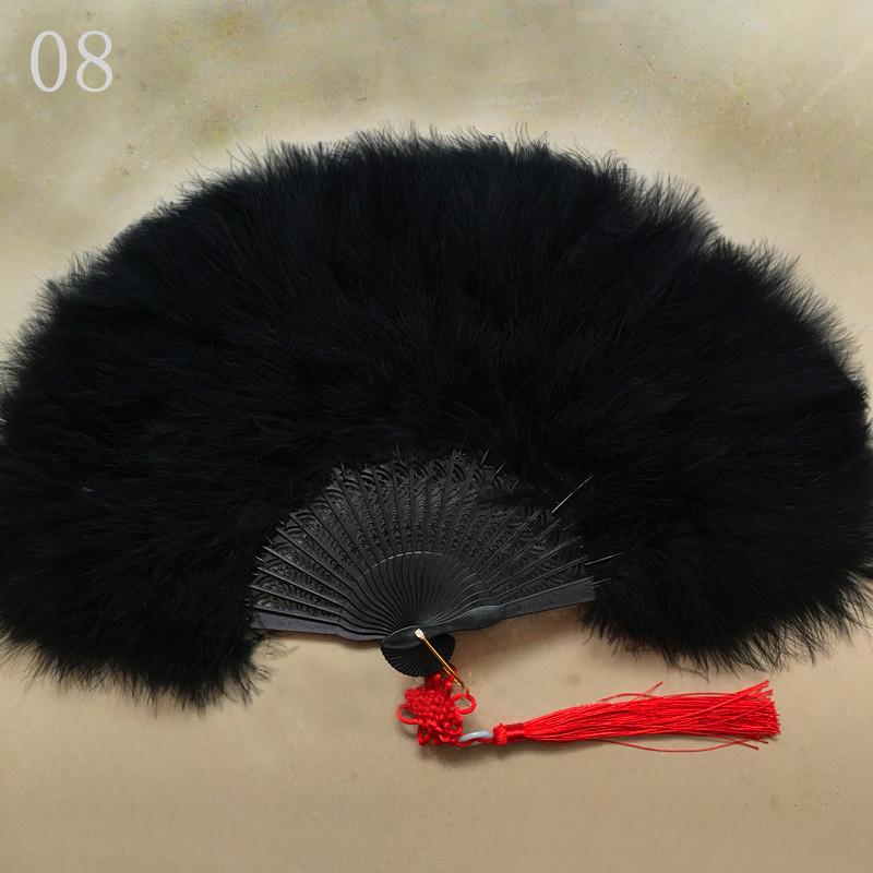 Product Introduction of 1PC Fluffy Feather Folding Fan Stage Performance Props Elegant Dance Hand Fan Chinese Knot Tassel Pendant Craft Gift Wedding Party Home Decoration 15