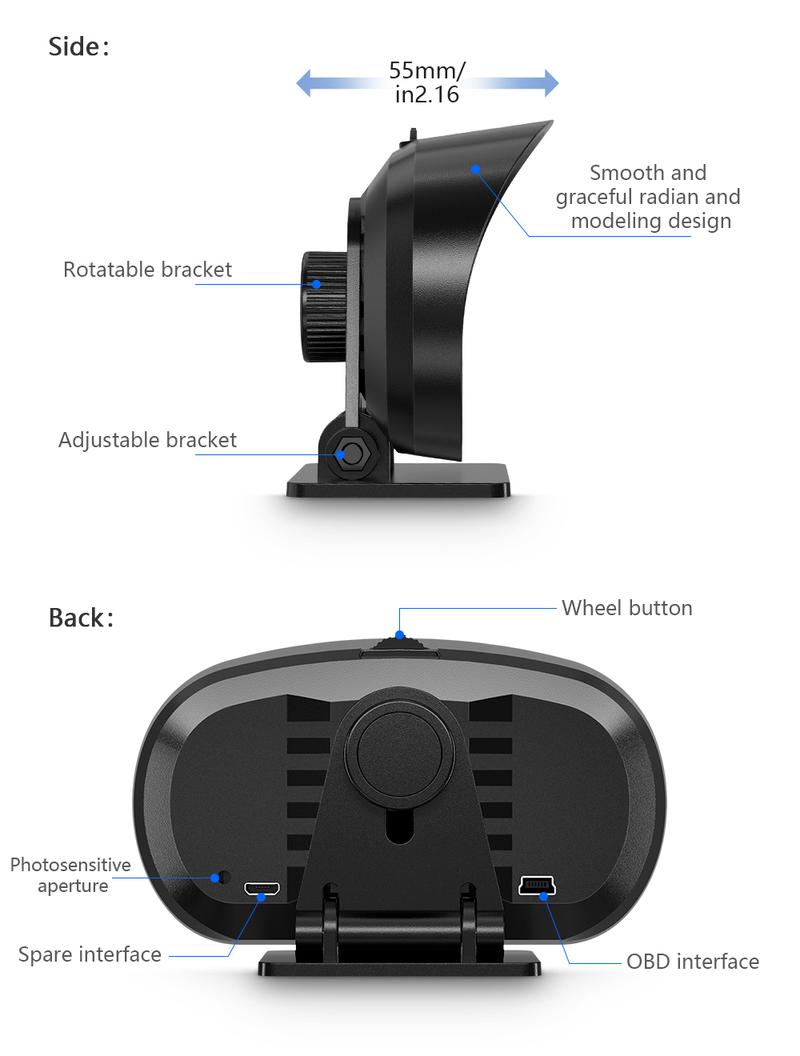 Product Introduction of Majesun P2 Car Digital Speedometer OBD2 GPS HUD Gauge Auto Display Alarm Water Oil Temperature Turbine Pressure on-board Computer 24