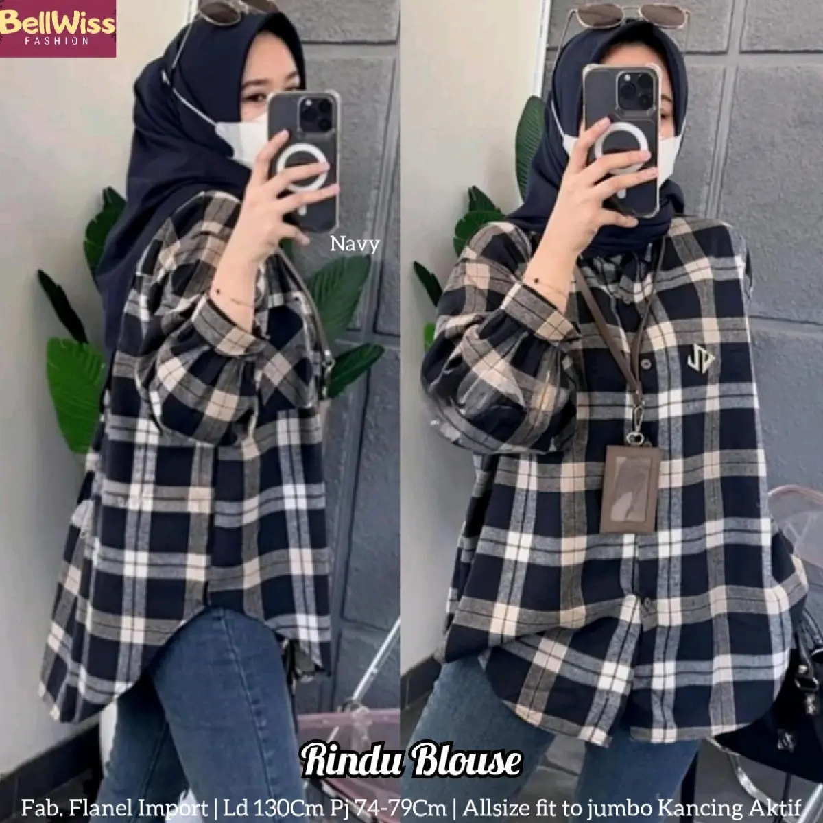 Baju Blouse Flanel Wanita Premium Rindu Blouse By Bellwiss
