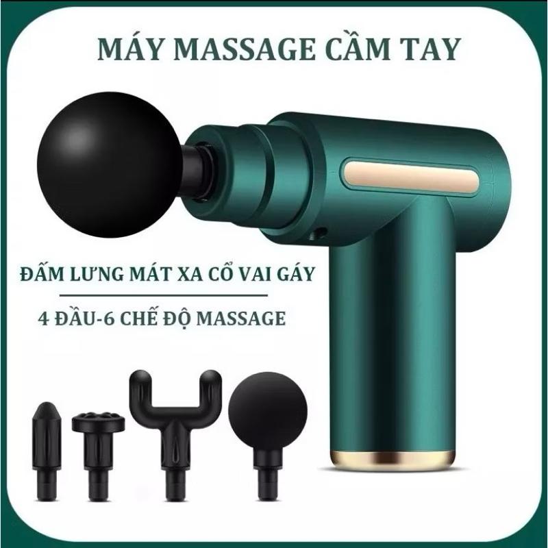 Máy Massage Mini Cầm Tay Nhỏ Gọn Đa Năng 6 Chế Độ 4 Đầu Dung Lượng Pin 1200mAh Tiện Dụng