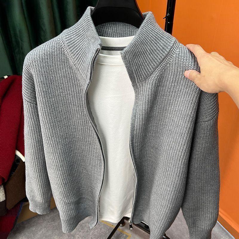 Product Introduction of Áo Len Dày, Phong Cách Hàn Quốc, Cổ Chân Đế Dành Cho Nam Giới, Áo Cardigan Tối Giản Cleanfit, Tay Áo Dài, Phong Cách Thường Ngày Dây Kéo Đôi, Áo Dáng Rộng 4