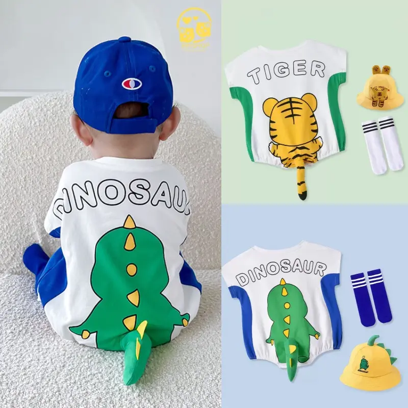 Bodysuit cho Bé Trai Bé Gái mẫu Body Chip Hè Sơ Sinh Vải Thun lạnh mềm mịn, thoáng khí  kiểu dáng dễ thương từ 3-13kg Jumpsuit Voi
