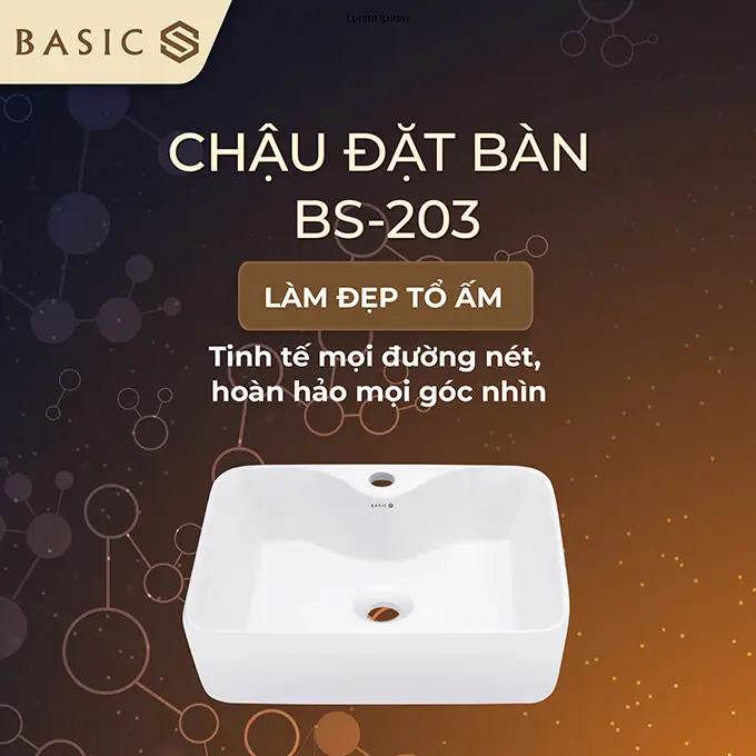 Chậu lavabo đặt bàn Basic BS-203 | Thiết kế hiện đại, chất liệu bền đẹp 1