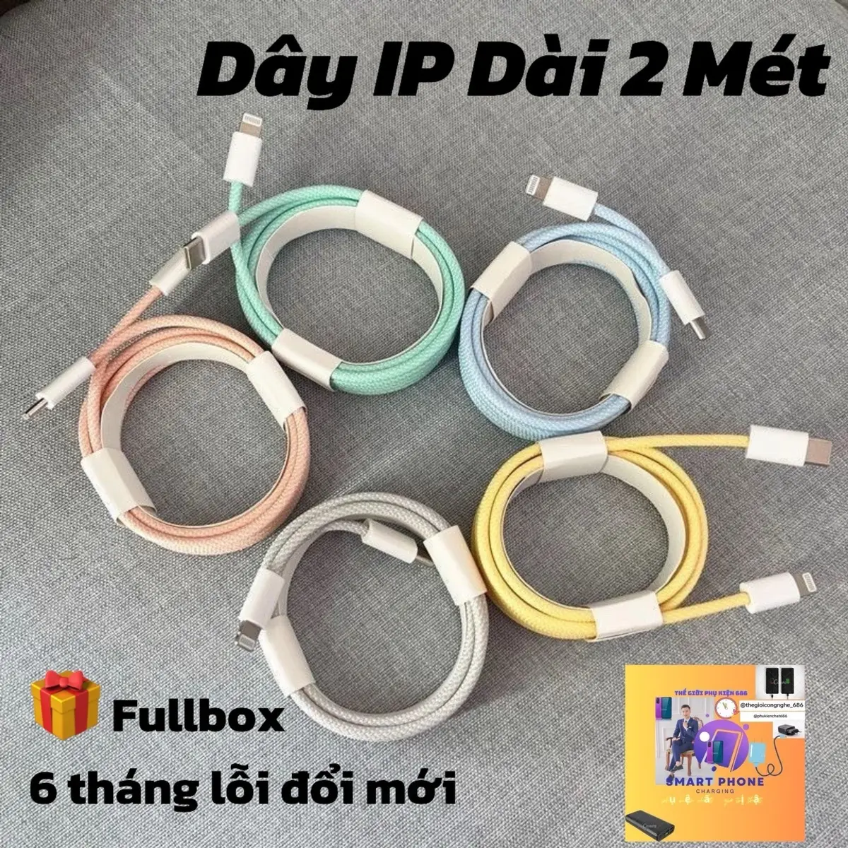 Dây sạc nhanh cho iPhon 5-14 Pro Max bọc dù siêu bền , chiều dài 2 mét tiện lợi - Usb Phụ Kiện Sạc Điện Thoại ( bh lỗi 1 đổi 1 trong 6 tháng ) capboc du20w