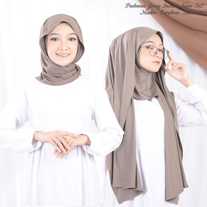 Pashmina Instant Inner Jersey Pashmina Pandemi Pasmina kacamata Pashmina Lubang Masker  Pashmina 3in1 Jersey 1