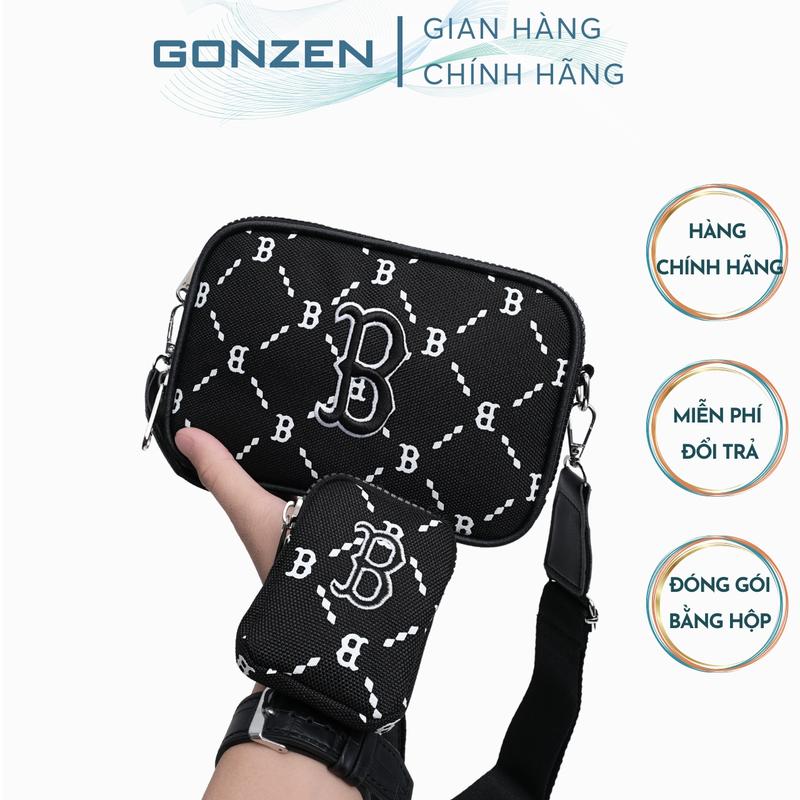 GONZEN Túi Đeo Chéo Chữ B Thêu Nam Nữ Nhiều Ngăn Vải Canvas Cao Cấp Size 20x13x7cm Chống Sốc Dây Đeo Điều Chỉnh Phù Hợp Vóc Dáng Người Dùng _GONZEN TX0506