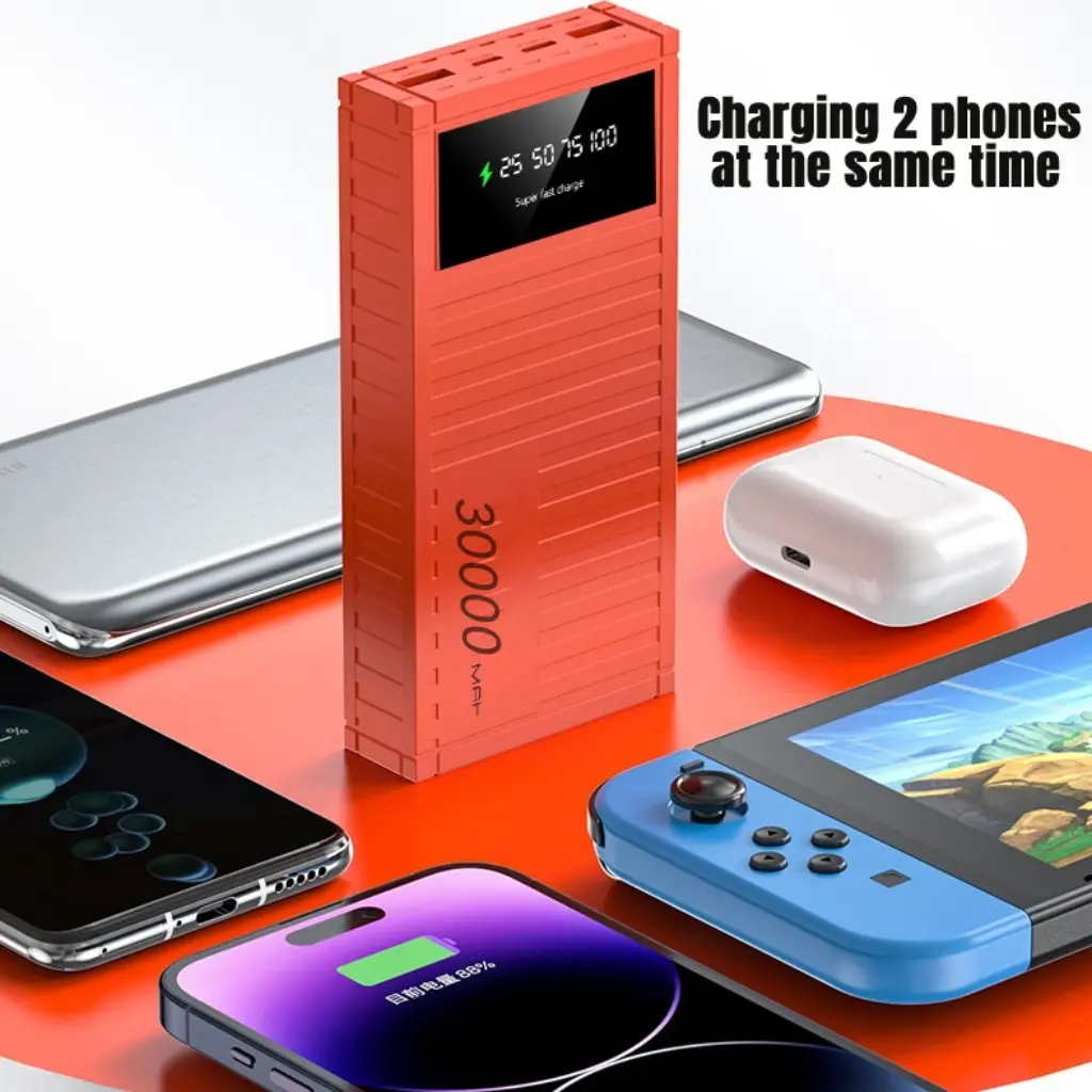 PowerBank 30000mAh Fast Charging LED Display Mini with Dual Output Dual Input Portable Charger