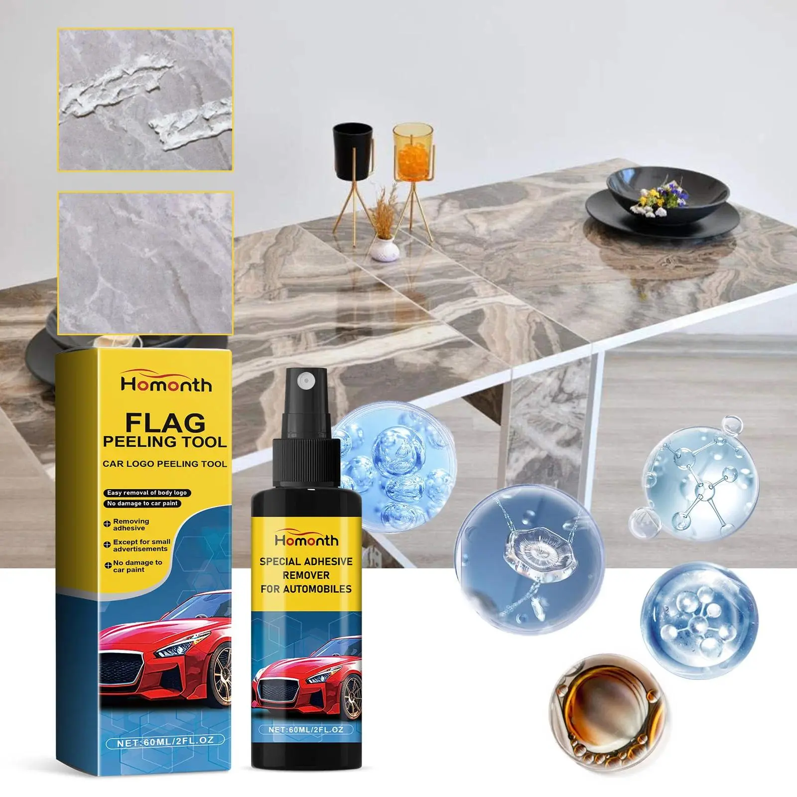 60ml Car Sticker Remover Spray - Adhesive Glue Cleaner for Auto Glass, Boat, RV Labels - Fast & Safe Decal Residue Removal Tool