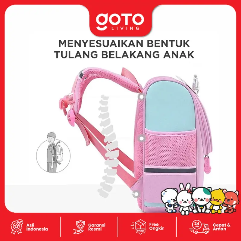 Goto [COD] Kibby Tas Sekolah Ransel Backpack Anak Perempuan Waterproof Bag 3