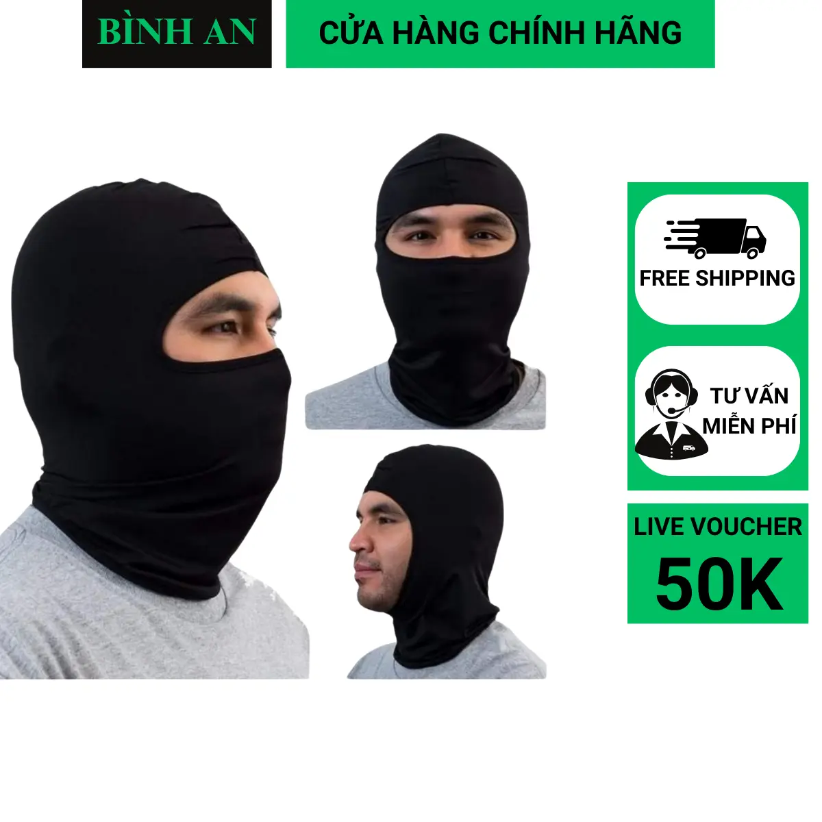 KHĂN TRÙM ĐẦU NINJA CHỐNG BỤI THẤM HÚT MỒ HÔI ĐỘI NÓN FULLFACE CHE MẶT