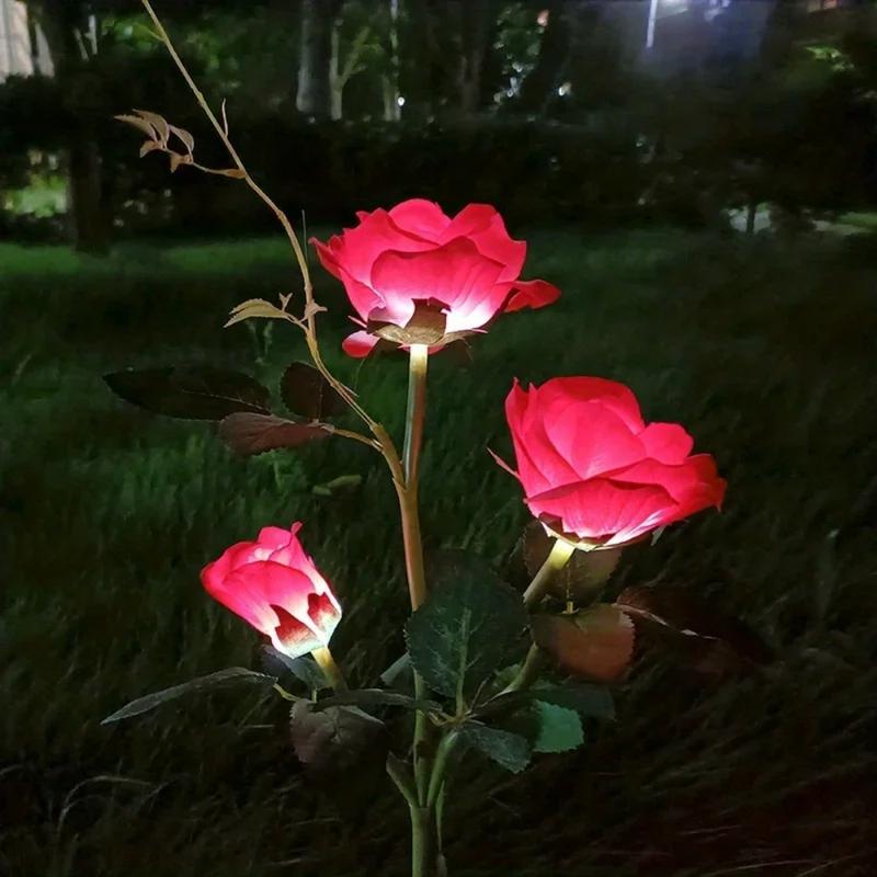 Lampu Taman Bunga Suria, 1pc, Mawar Kalis Air Luaran, Lampu Bunga Suria, Sesuai untuk Hari Valentine, Majlis Perkahwinan dan Hiasan Taman 2