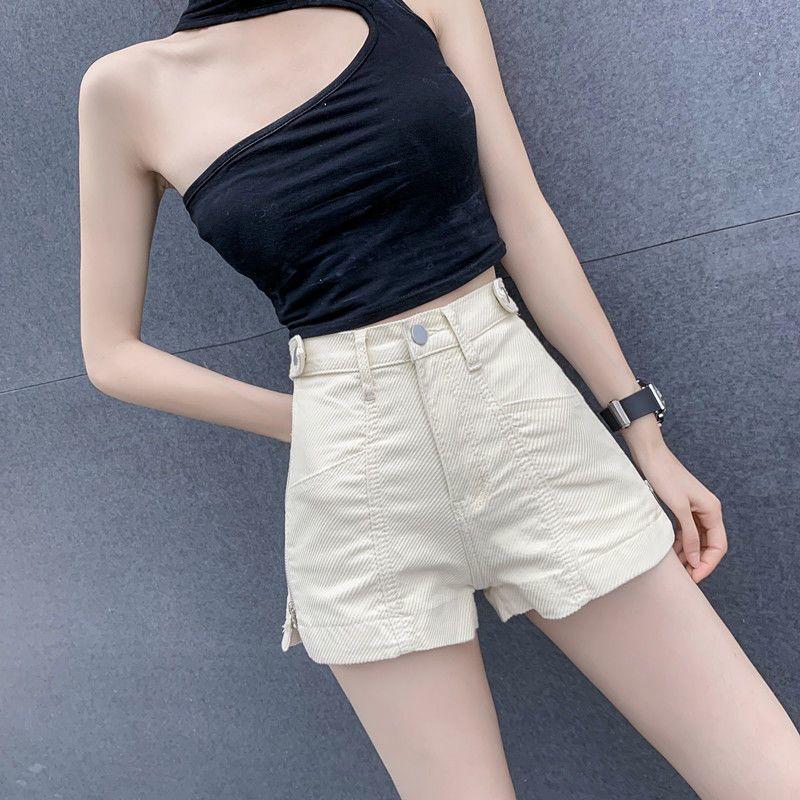 Quần Short Denim Bó Sát Cạp Cao, Quần Short Mùa Hè Nữ, Hàng Mới Về, Phong Cách Hàn Quốc, Chữ A Dáng Rộng Rãi, Ống Rộng, Dễ Phối Đồ Thường Ngày Quần Hot 1