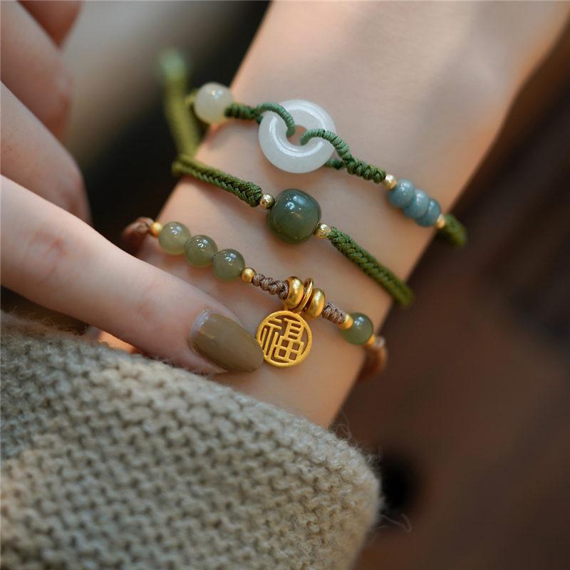 Product Introduction of สร้อยข้อมือถักทอ, ดีไซน์กลมหรือตัวอักษรจีน, เสน่ห์นำโชค Hetian ธรรมชาติ, สำหรับผู้หญิงและเด็กผู้หญิง, คุณภาพดี, มาใหม่ 7