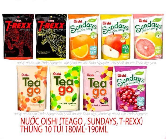 bịch 10 gói nước trái cây oishi nhiều vị thơm mát thanh nhiệt thơm ngon giá rẻ