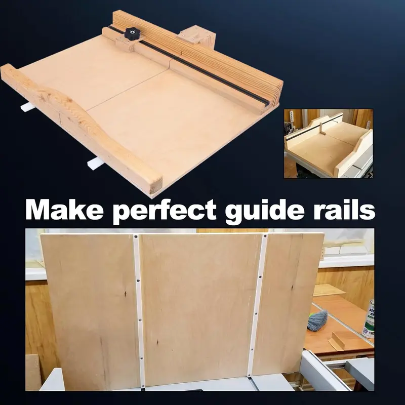 Table Saw Crosscut Sled Kit, 6 Counts/set Table Saw Crosscut Sled Kit with Miter Bars, Aluminum Tracks, Knob and Bolt, Including Predrilled Holes and Screws 4