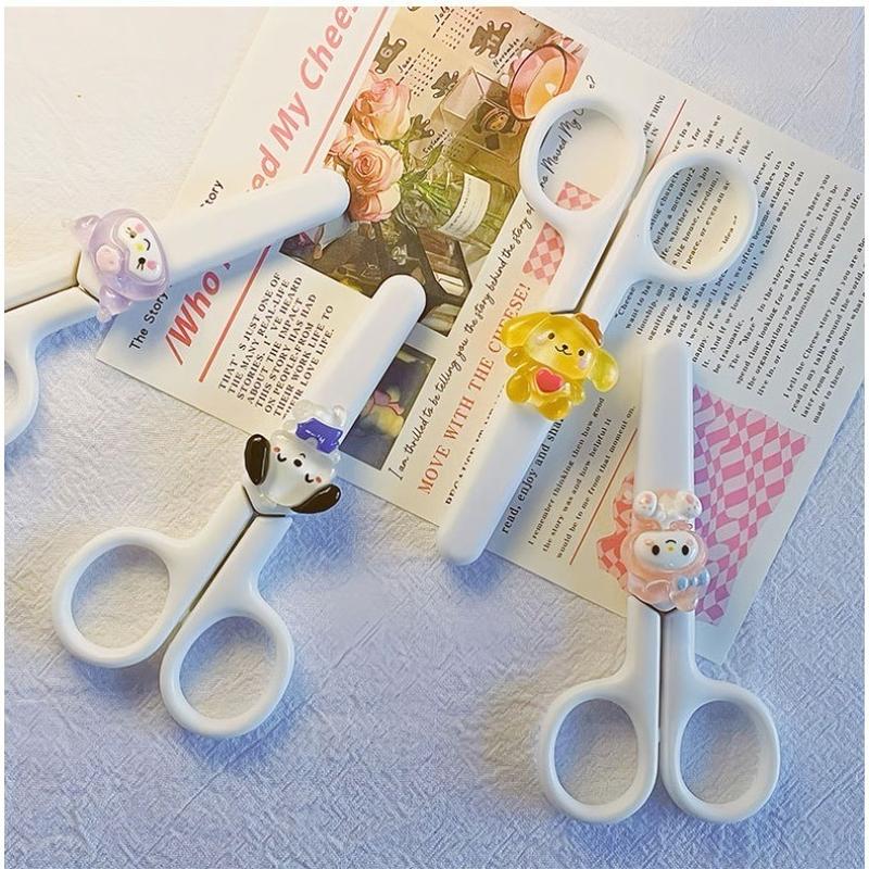 Sanrio Kuromi Cinnamoroll Melody DIY Hand Made Scissors Kawaii Children Safety Silicone Shell Kid Stationery School Supplies Gift 8
