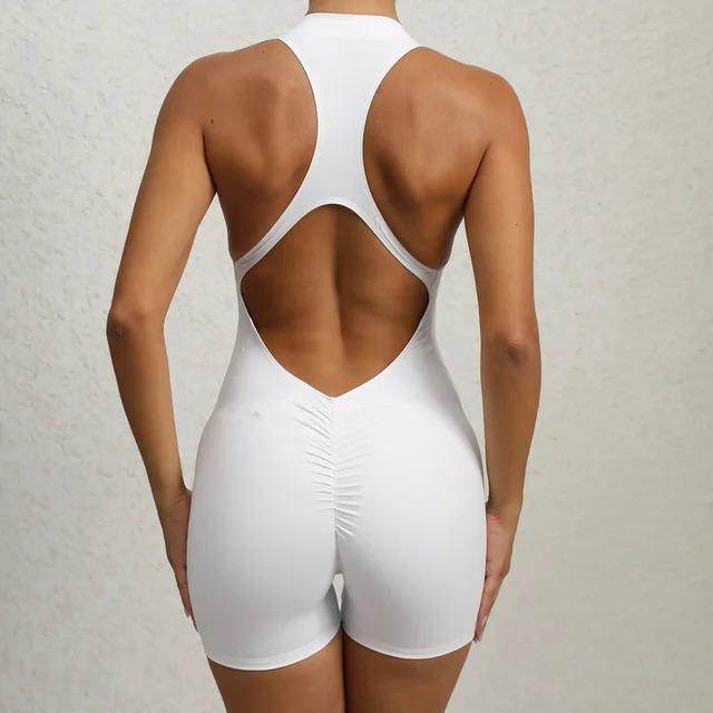 Áo liền quần thể thao có dây kéo dành cho phụ nữ, quần yếm ngắn Lycra dành cho phòng tập thể dục, quần áo tập luyện mới dành cho phụ nữ, bộ thể thao, quần áo Yoga, Xanh Biển 6