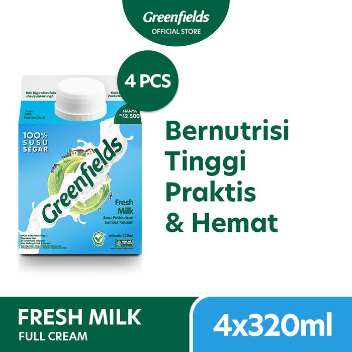 Gambar [INSTANT ONLY] [Bundling 4] Greenfields Fresh Milk Full Cream 320 mL - Susu Segar Pasteurisasi Plain dari Greenfields Indonesia Kota Administrasi Jakarta Timur Tokopedia