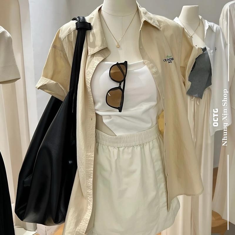 Áo sơ mi NGẮN TAY nam nữ unisex đuôi tôm Royal 801