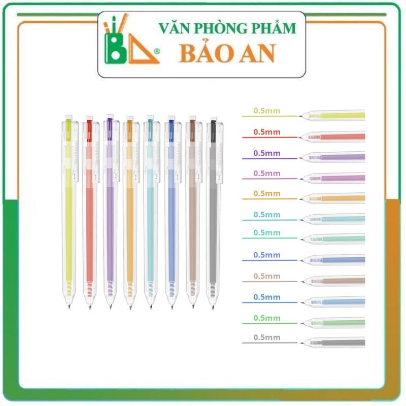 Combo 5 Bút bi nước mực gel bấm nhiều màu 0.5mm Deli  EG118 xᶖnh xắn nhanh khô viết đều trơn tru lâu hết mực chất lượng cao