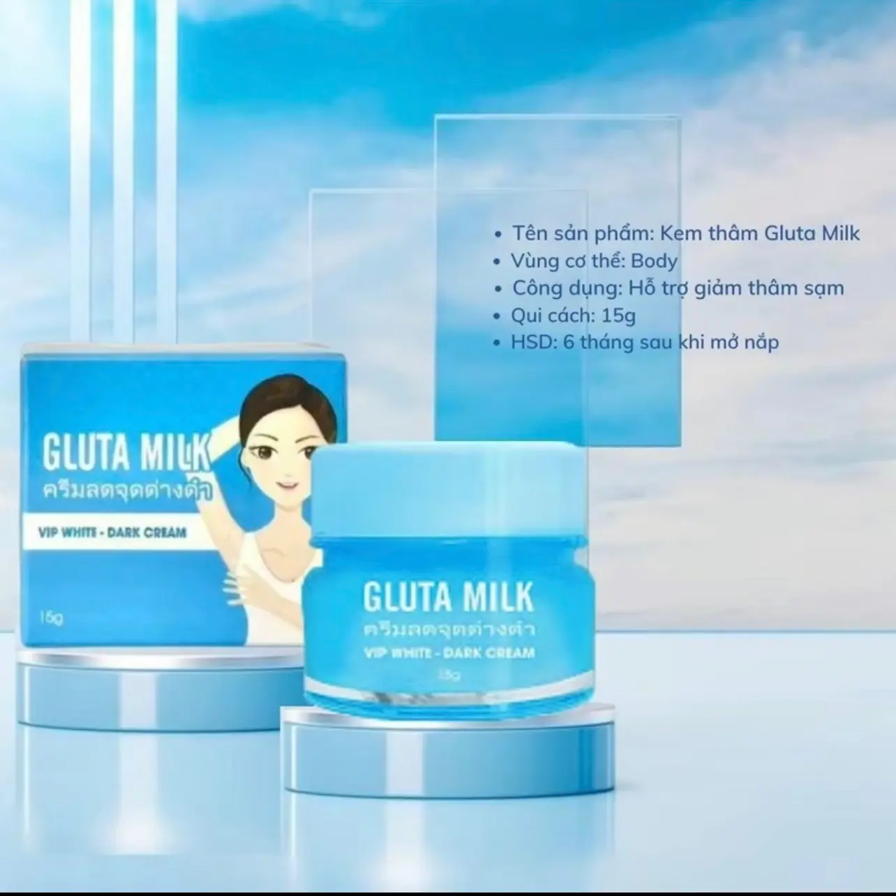 Combo kem khử Thâm -chai phục hồi Nách Gluta Mik white thái Lan ( kèm Nạ )