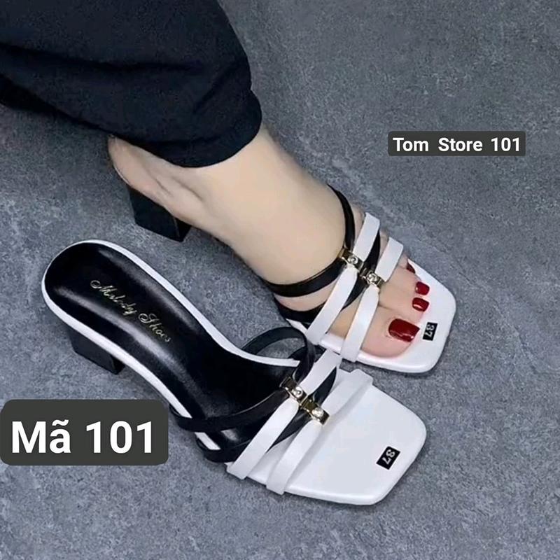 Dép cao gót nữ 3 phân và 5 phân quai mảnh phối màu - Shoes - DéP GiàY Sandal