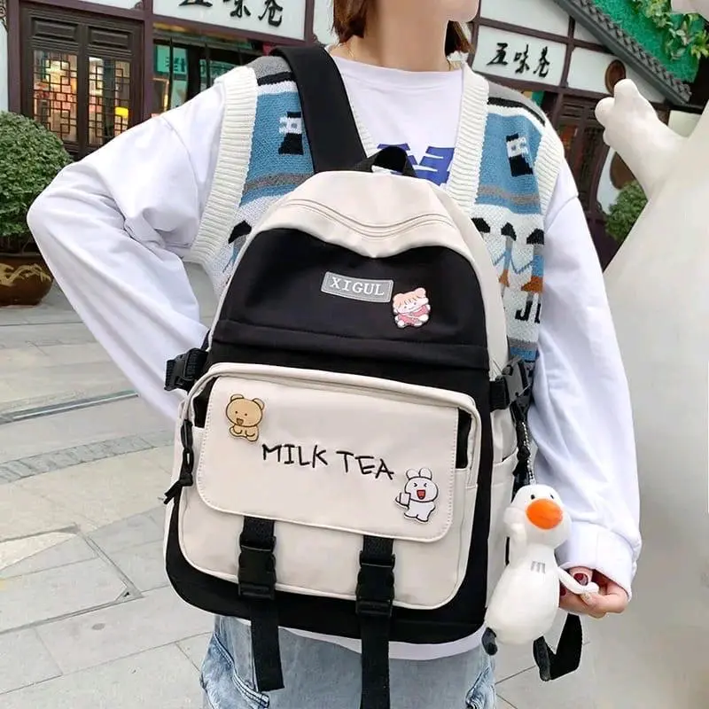 NF Milk tea - Ransel tas punggung backpack korean style tanpa gantungan 5