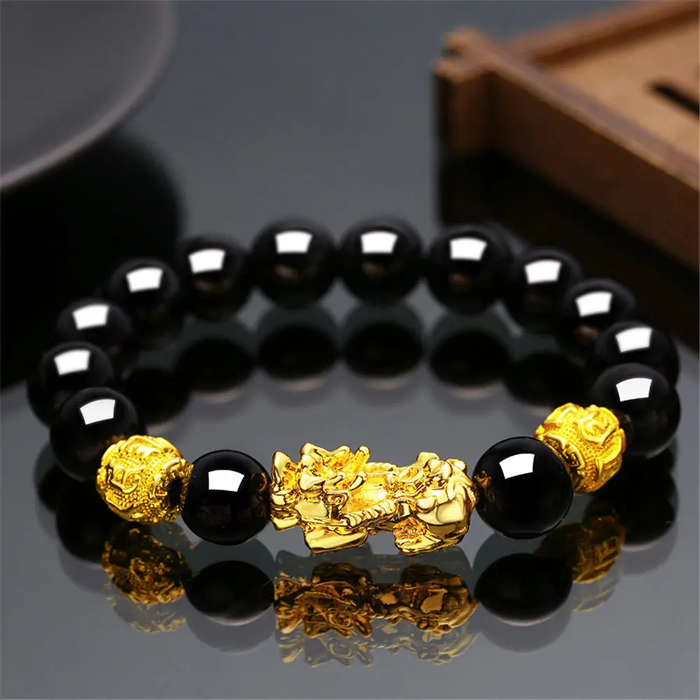 Feng Shui Men's Lucky Prayer Beads Bracelet For Men Women Wristband Gold Color Pixiu Wealth And Good Luck Changing Bracelets