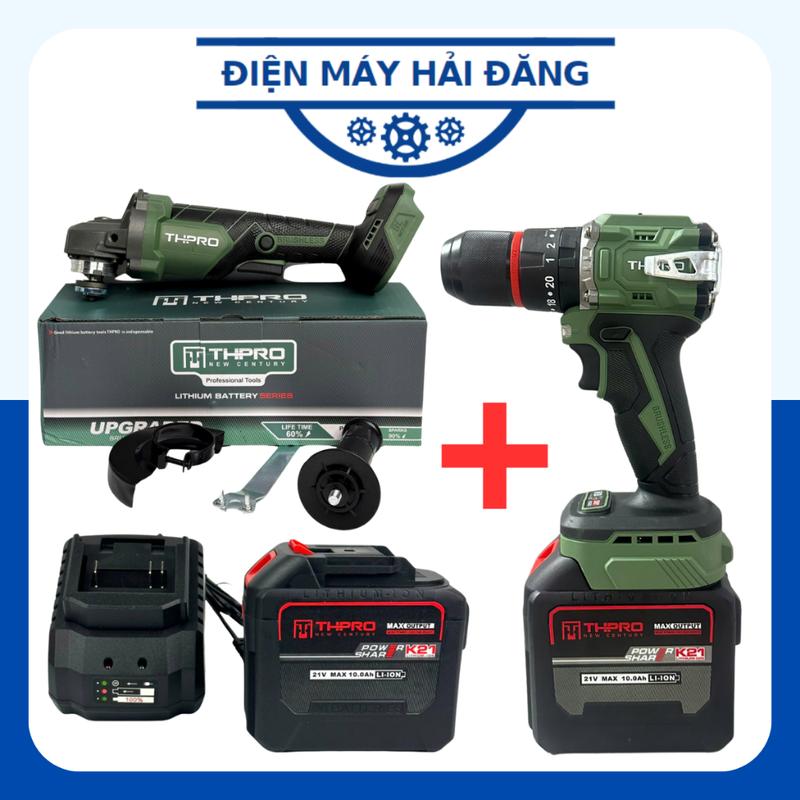 Combo Máy Cắt THPRO TH-8100, Máy Khoan Pin 3 Chức Năng THPRO TH13 13ly Động Cơ Không Chổi Than Chân Pin Phổ Thông 4CM