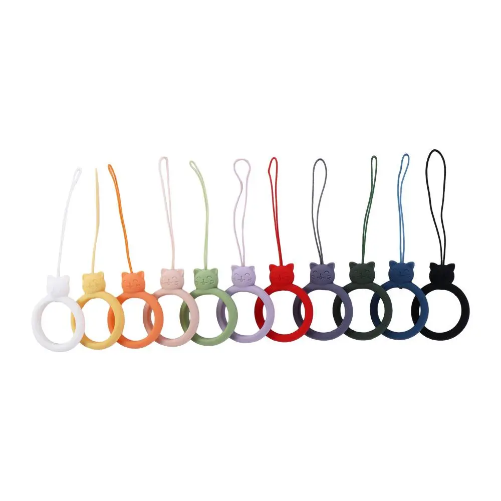 Cartoon Cartoon Cat Mobile Phone Pendant Finger Ring Silicone Short Lanyard Silicone Pendant Ring Anti-lost Soft Keychain Keys Cord