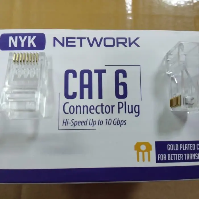 Konektor Rj45 Cat 6 NYK ORI 50pcs - Connector Rj45 NYK Cat6 1 Kotak Isi 50 Pcs Cat 6