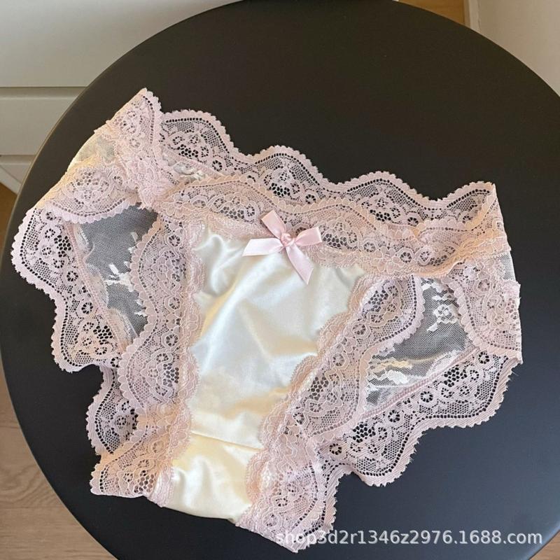 Product Introduction of Thin Satin Sexy Panties Lace Low-Waist Breathable Briefs 13