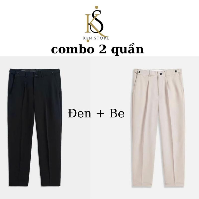 (008) _COM BO 2 Quần Âu Nam Sidetab, Quần Tây Nam Điều Chỉnh Eo Cạp, Form dáng Baggy Hàn Quốc - Menswear Pants Nhung