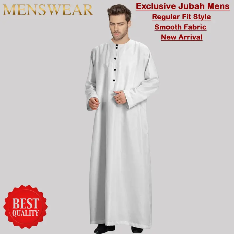 Jubah Men Pria Round Neck Polos Kancing Laki Laki baru design arab 6