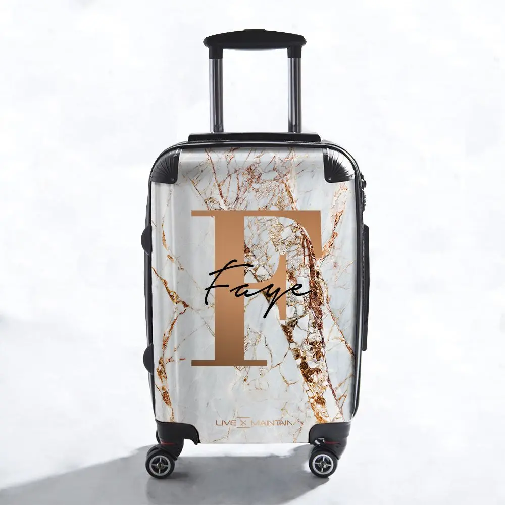 Personalised Cracked Marble Initial Suitcase