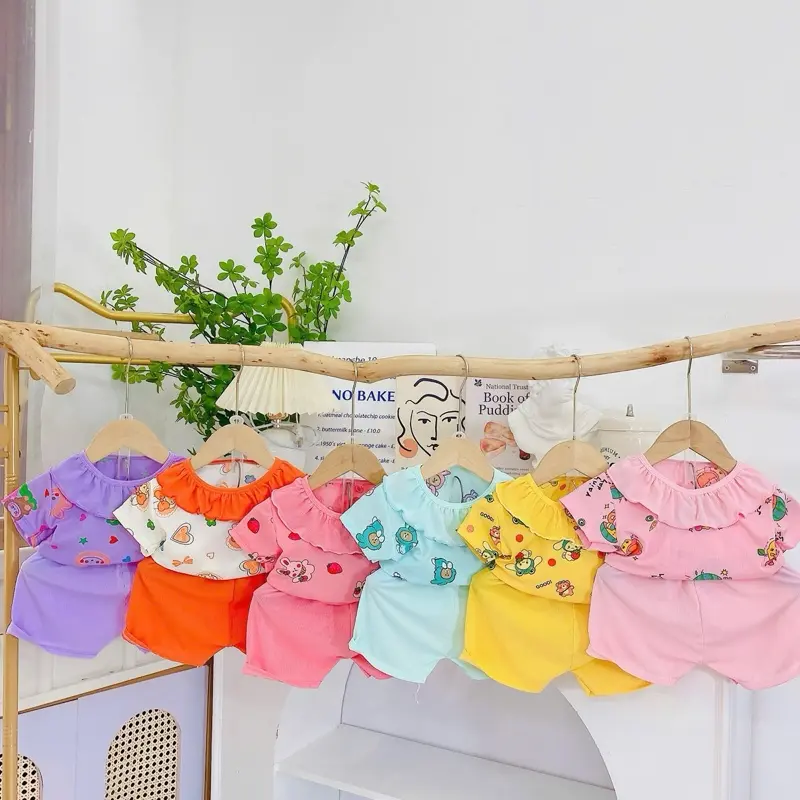 B16 Combo 3-5 Bộ tăm lạnh cộc tay cổ bèo quần màu thoáng mát  Size 5-16kg
