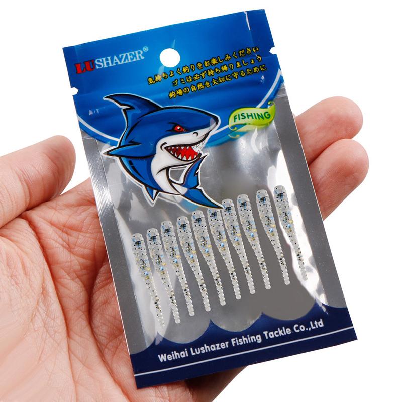 Product Introduction of 10pcs 35mm 0.3g Lua Root Fishing Soft Bait Threaded Soft Bait Mini Soft Worm Straight Tail Lua Fake Bait 26