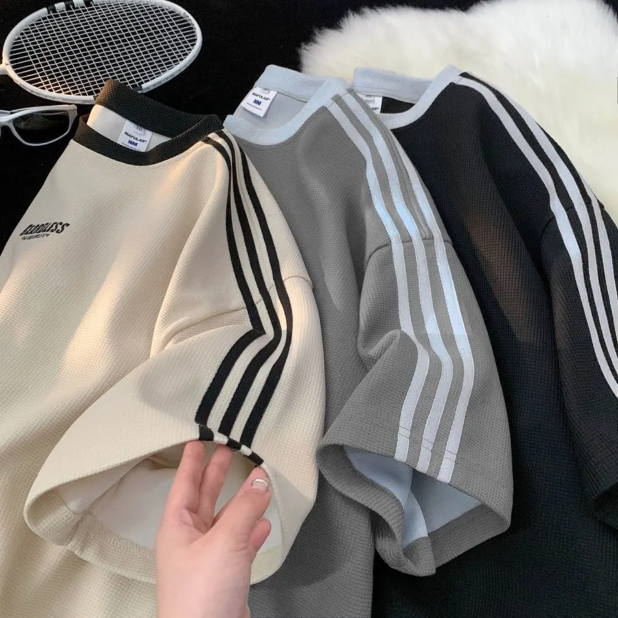 Áo thun Unisex BEARDLESS Áo phông nam nữ tay lỡ oversize form rộng chất liệu cotton dệt tổ ong thoáng mát Menswear Top Cổ Tròn