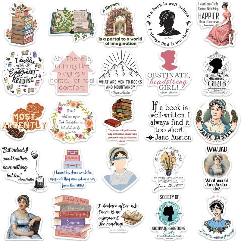 Product Introduction of Reading Themed Sticker, 50pcs/set Waterproof Self Adhesive Decor Paper, Decor Sticker for Gift Greeting Card Water Bottle Laptop Phone 4