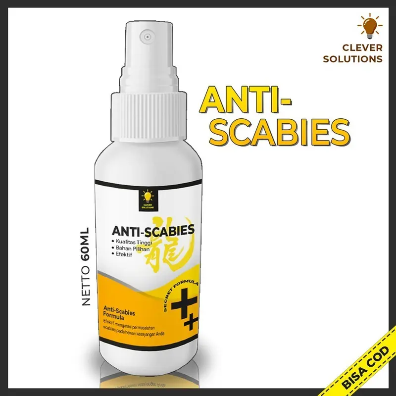 PL Clever Solutions Anti Scabies 60ml Obat Jamur Kucing Scabies Kulit Spray 2