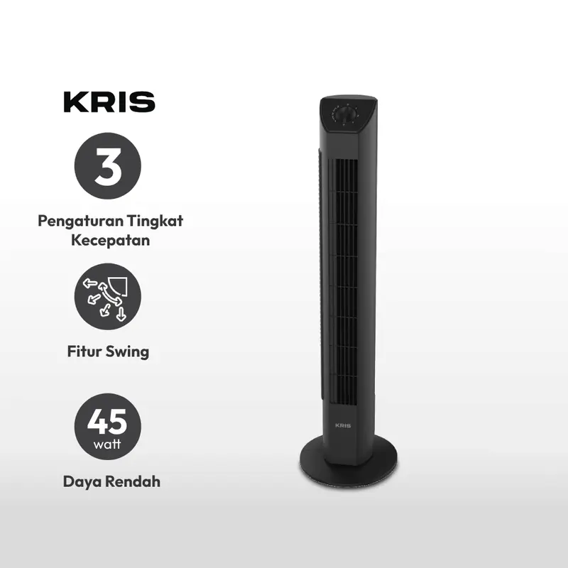 AZKO Kris Kipas Angin Berdiri - Hitam Standing Fan Penyejuk Ruangan Kipas Lantai 2