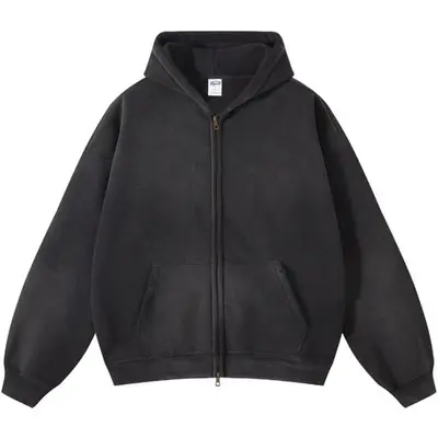 Zip Hoodie Men Tiktok Cropped Hoodie Drop Shoulder Zip Hoodie