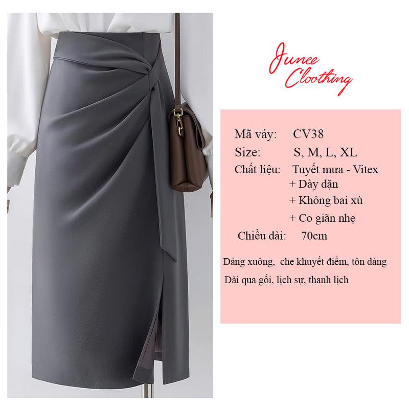 CV38: Chân váy dáng xuông, nhấn ly giấu bụng + giây nơ tạo kiểu xinh xỉu 3