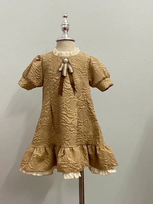 Đầm Tiểu Thư Gấm Nâu cho bé 9-30kg- Minna fashion 1